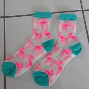 Socks sheer pink flamingos